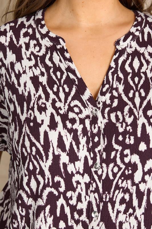 EVANS Plus Size Berry Red Ikat Print Button Front Blouse | Evans  5