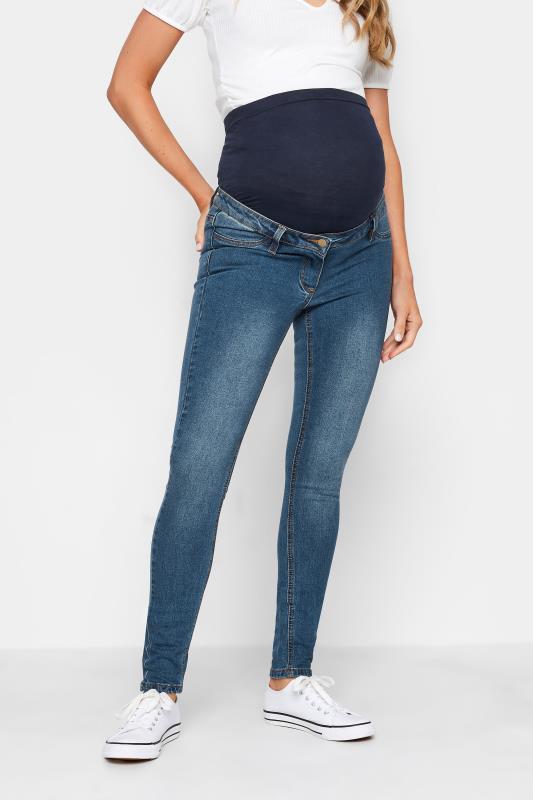 LTS Tall Maternity Mid Blue Skinny AVA Jeans | Long Tall Sally 1