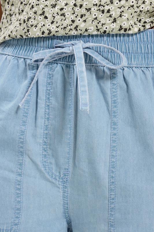 M&Co Petite Blue Lightwash Denim Cropped Cotton Trousers | M&Co 4