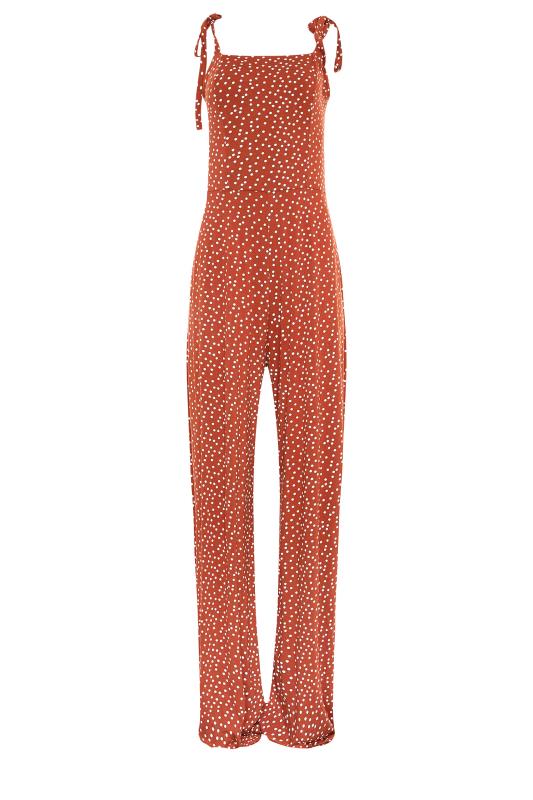 LTS Tall Orange Spot Print Tie Shoulder Jumpsuit 7