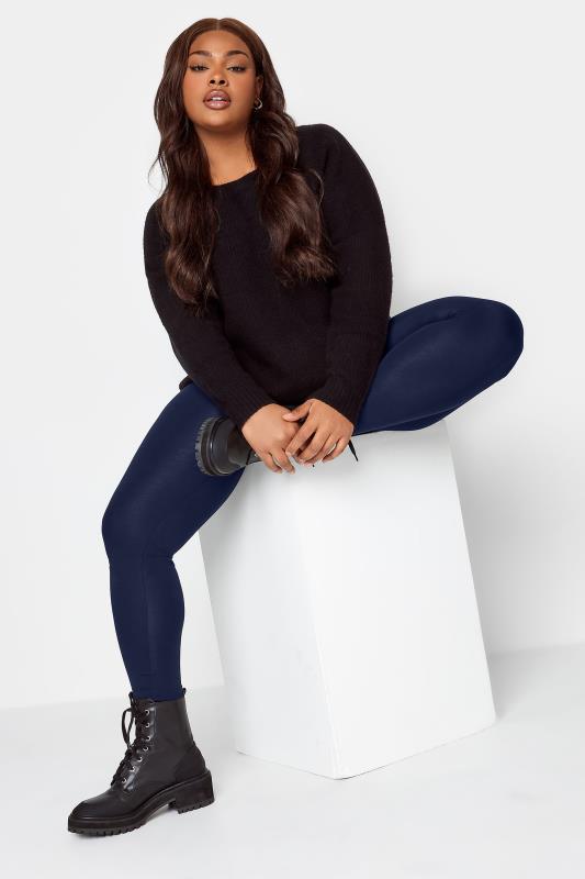 Plus Size Navy Blue Soft Touch Leggings | Yours Clothing 3