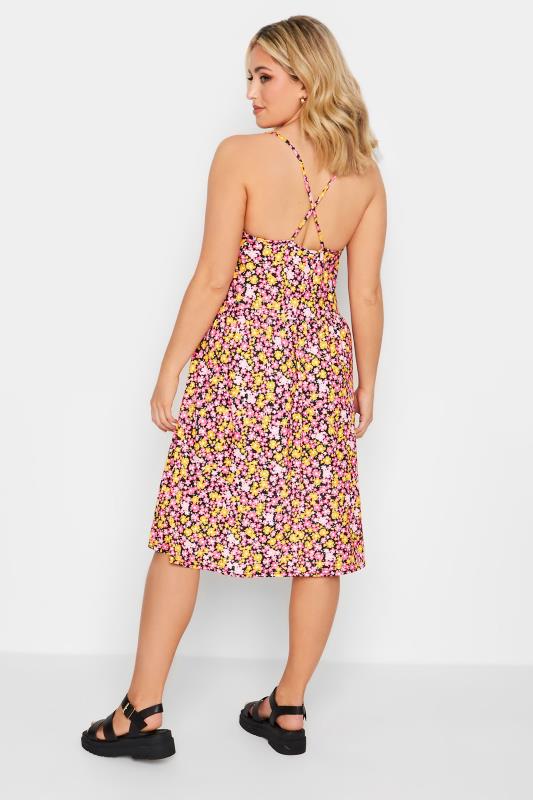 LIMITED COLLECTION Plus Size Pink Floral Print Ring Front Midi Dress | Yours Clothing 3