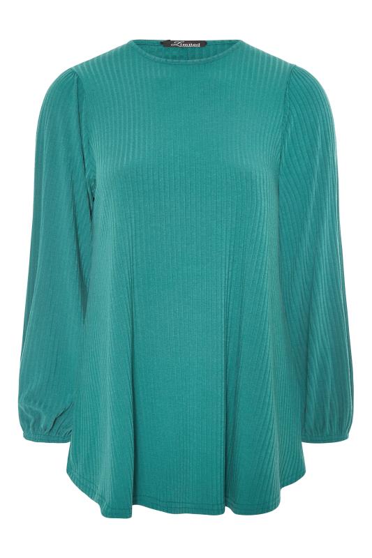 LIMITED COLLECTION Teal Balloon Sleeve Ribbed Top_F.jpg