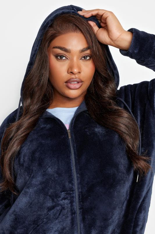 YOURS Plus Size Navy Blue Soft Touch Lounge Hoodie | Yours Clothing 6