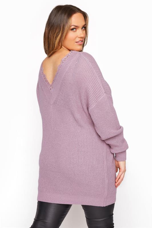 Lilac Lace Oversized Knitted Jumper 3