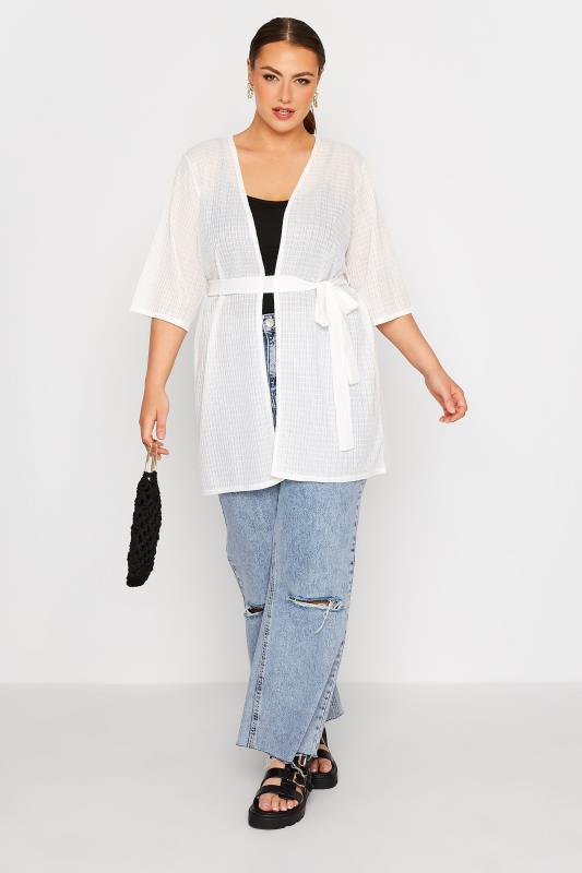LIMITED COLLECTION Curve White Belted Kimono 2