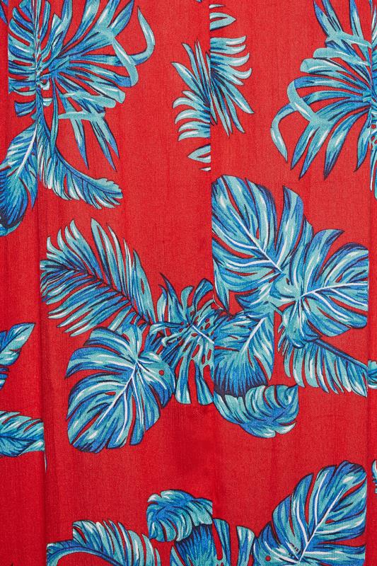 YOURS Curve Plus Size Red Tropical Print Tiered Beach Dress | Yours Clothing  5