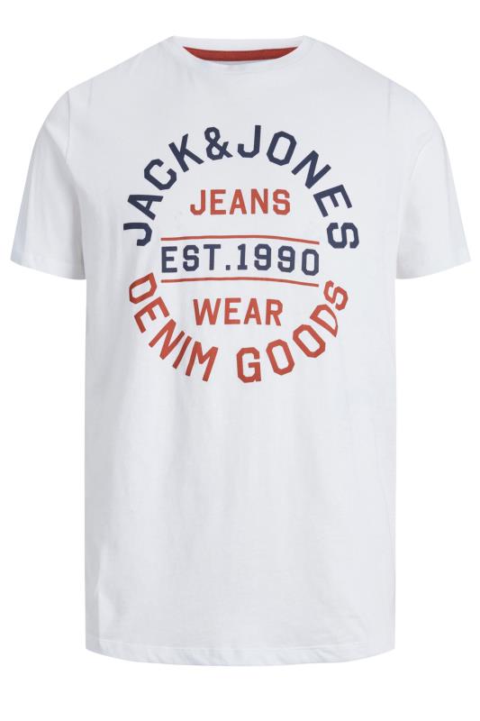 JACK & JONES White Logo 'Denim Goods' Slogan T-Shirt | BadRhino 2