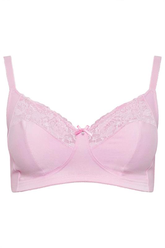 YOURS Plus Size 2 PACK Pink & White Non-Padded Non-Wired Bras | Yours Clothing 8
