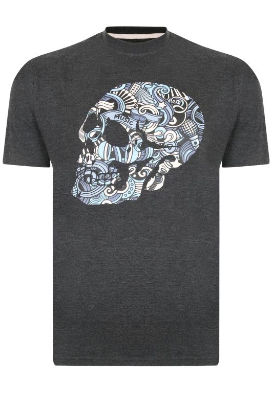 KAM Big & Tall Charcoal Grey Music Skull Print T-Shirt 2