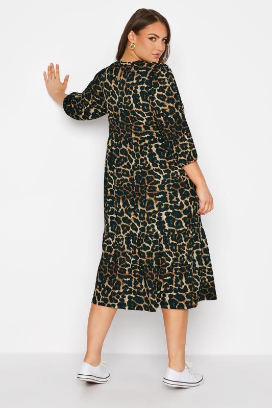 Curve Black Leopard Print Fril Hem Dress 3