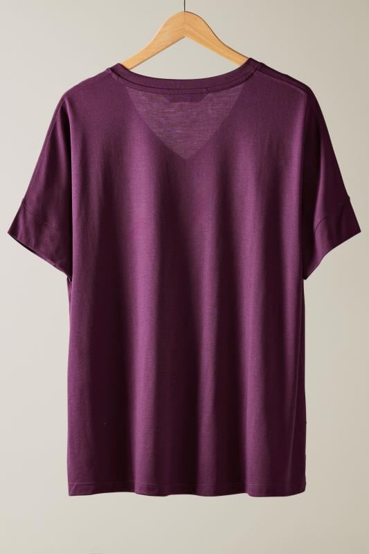 EVANS Plus Size Purple V-Neck Modal Rich T-Shirt | Evans 6