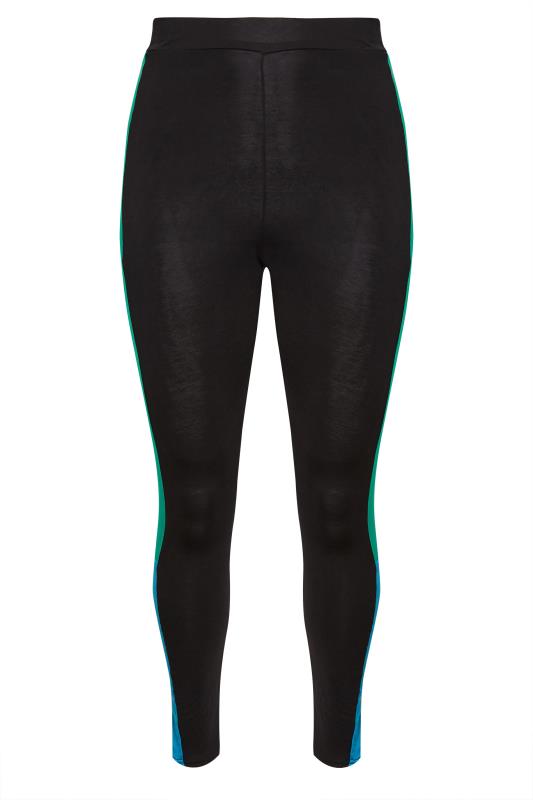 YOURS ACTIVE Plus Size Black Side Stripe Leggings | Yours Clothing 6