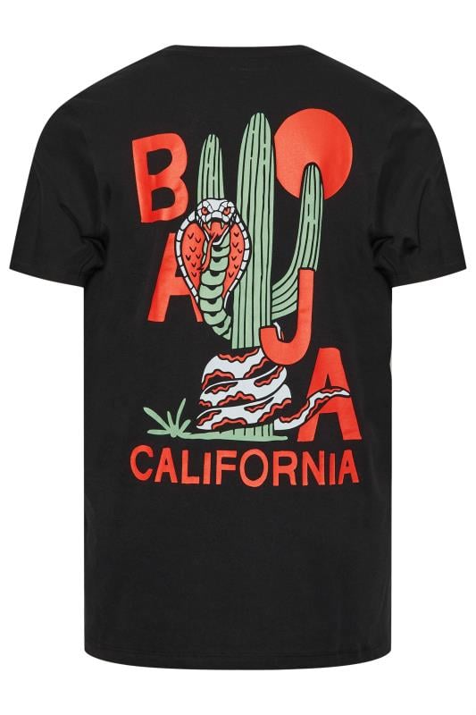 JACK & JONES Big & Tall Black 'Baja California' Graphic Print Crew Neck T-Shirt | BadRhino 5