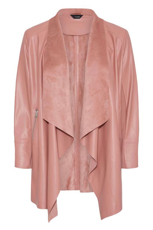 Plus Size Pink Waterfall Faux Leather Jacket | Yours Clothing 6