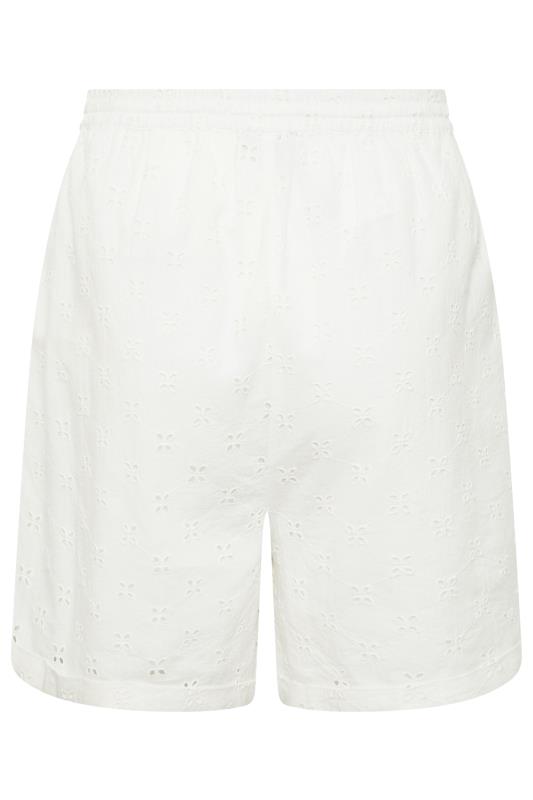 LIMITED COLLECTION Plus Size White Broderie Anglaise Shorts | Yours Clothing 6