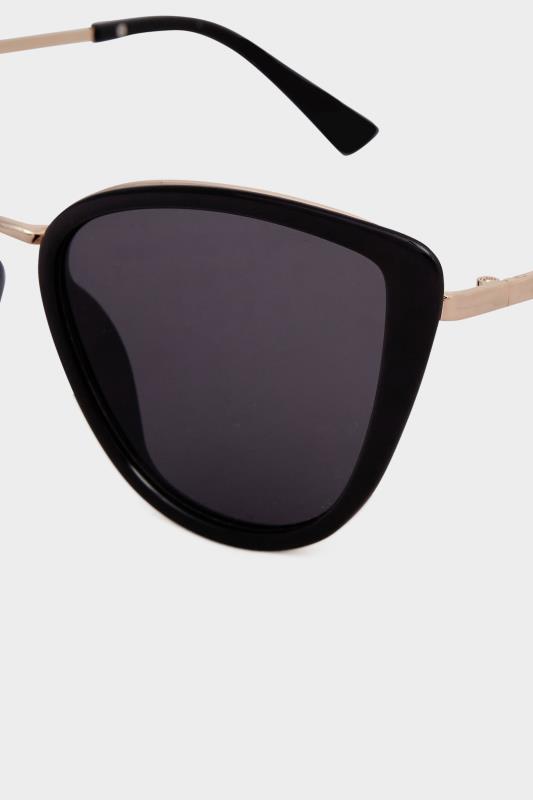 Black & Gold Oversized Cat Eye Sunglasses 4