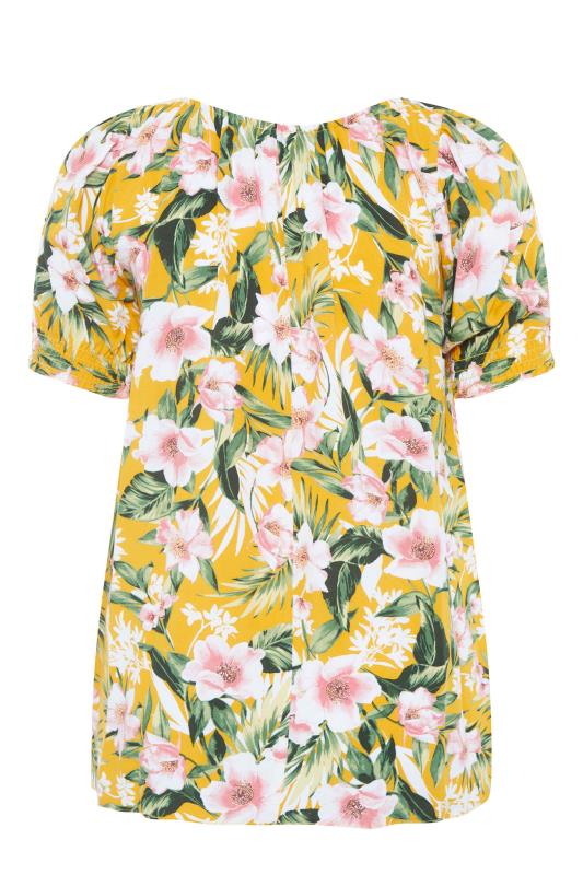YOURS LONDON Curve Yellow Floral Longline Gypsy Top_BK.jpg