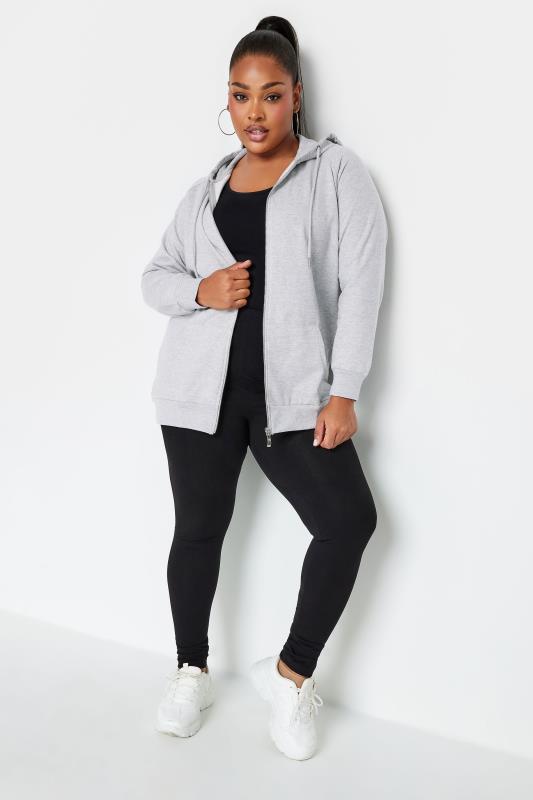 YOURS Plus Size Light Grey Essential Zip Through Hoodie | Yours Clothing 3