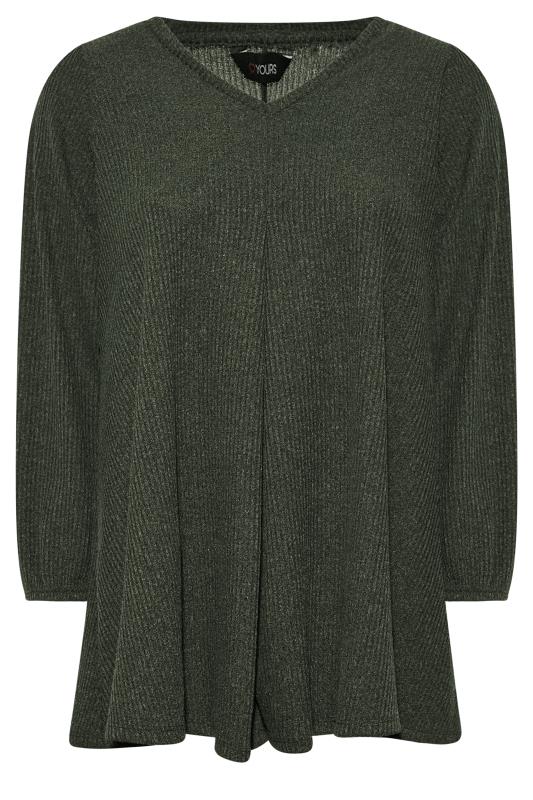 Plus Size Green Textured Pleat Front Top | Yours Clothing 5