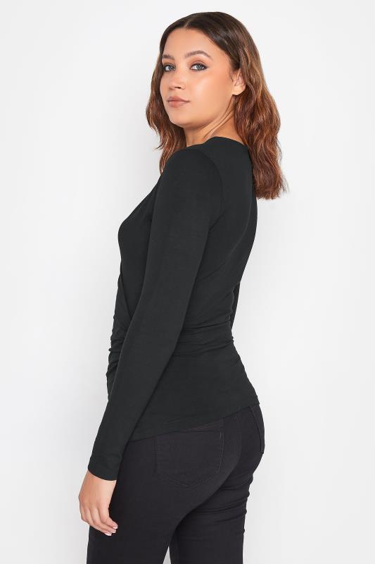 LTS Tall Women's Black Jersey Wrap Top | Long Tall Sally 3