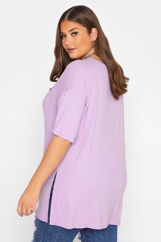 Plus Size Lilac Purple Oversized T-Shirt | Yours Clothing  3
