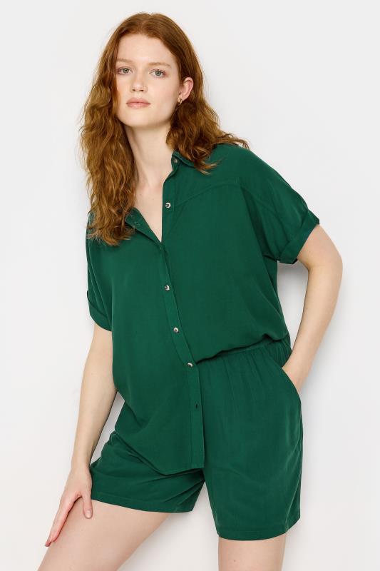 LTS Tall Womens Dark Green Acid Wash Short Sleeve Shirt | Long Tall Sally 2