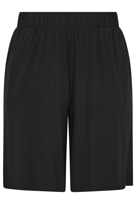 YOURS Plus Size Black Pull on Jersey Shorts | Yours Clothing 5