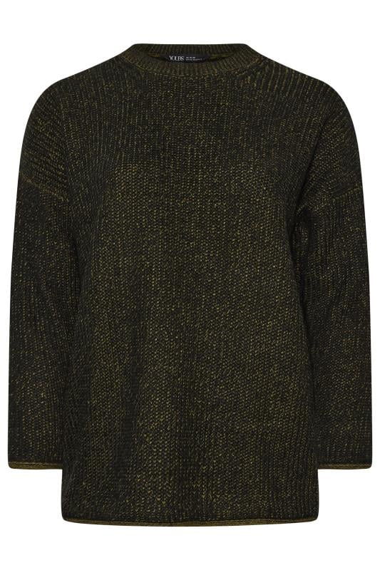 YOURS Plus Size Black & Green Knitted Jumper | Yours Clothing 6