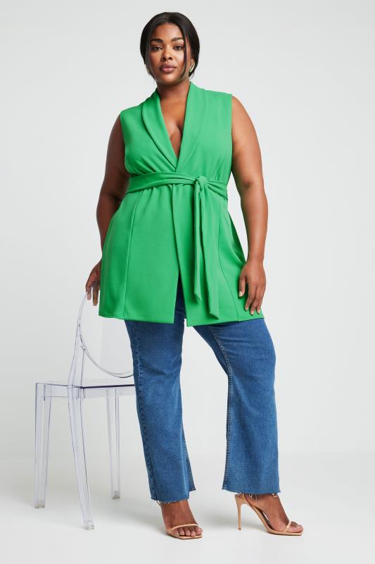 LIMITED COLLECTION Plus Size Green Sleeveless Blazer | Yours Clothing 2