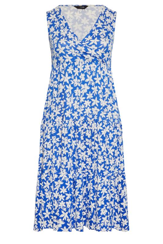 YOURS Plus Size Blue Floral Print Wrap Midi Dress | Yours Clothing 6