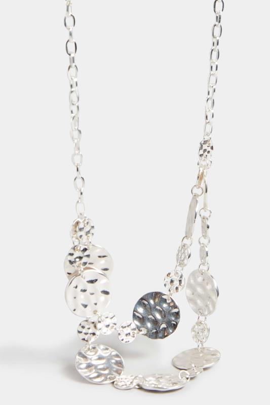 Silver Textured Disc Necklace 3
