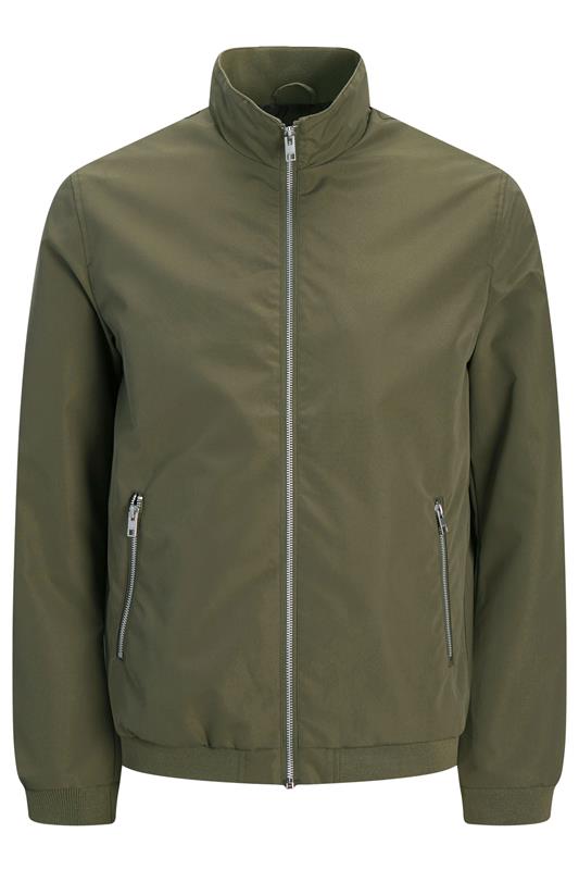 JACK & JONES Big & Tall Olive Green Harrington Bomber Jacket | BadRhino 2