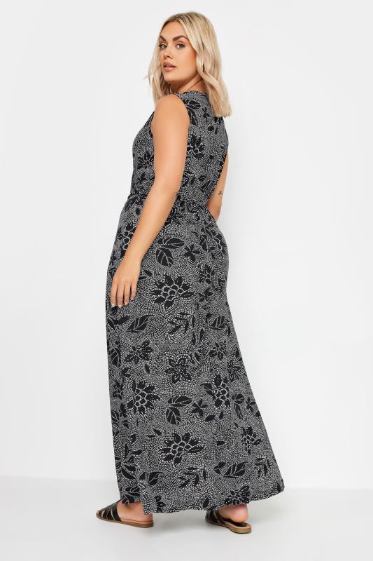 YOURS Plus Size Black Abstract Floral Wrap Maxi Dress | Yours Clothing 3