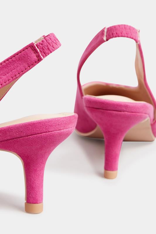 PixieGirl Pink Slingback Kitten Heel Court Shoes In Standard Fit | PixieGirl 4