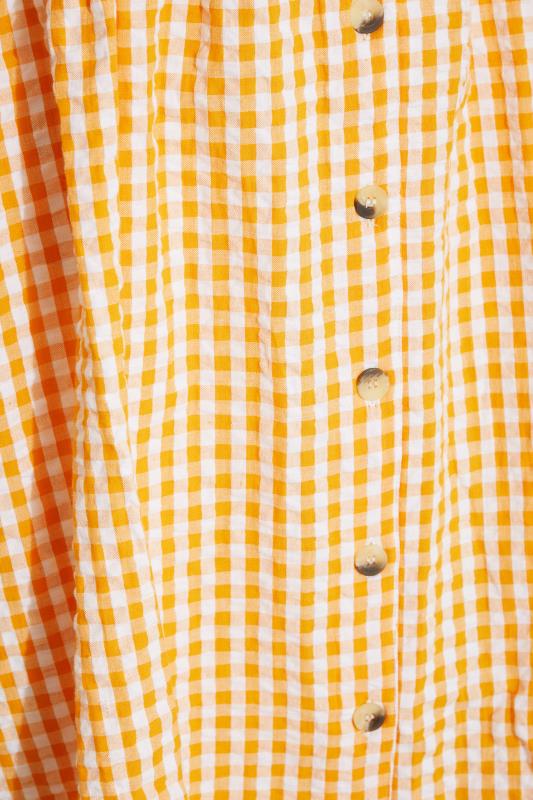 LIMITED COLLECTION Plus Size Orange Gingham Button Front Sundress | Yours Clothing  5
