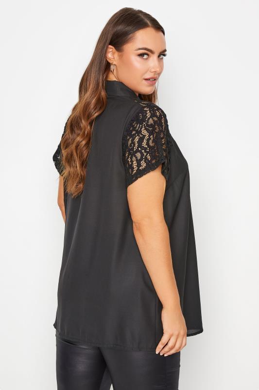 Plus Size Black Lace Insert Blouse | Yours Clothing 3