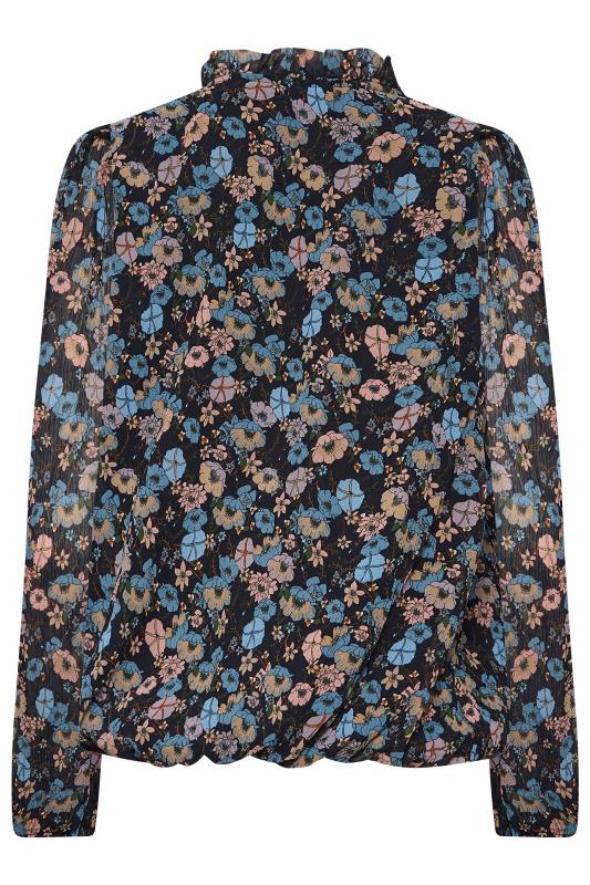 M&Co Navy Blue Floral Pleated Blouse | M&Co 7
