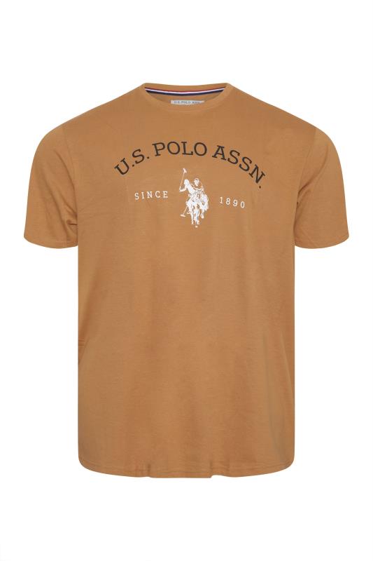U.S. POLO ASSN. Big & Tall Tan Brown Graphic Logo T-Shirt_X.jpg