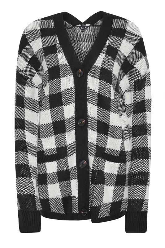 Tall Womens Black Gingham Button Knitted Cardigan | Long Tall Sally  6