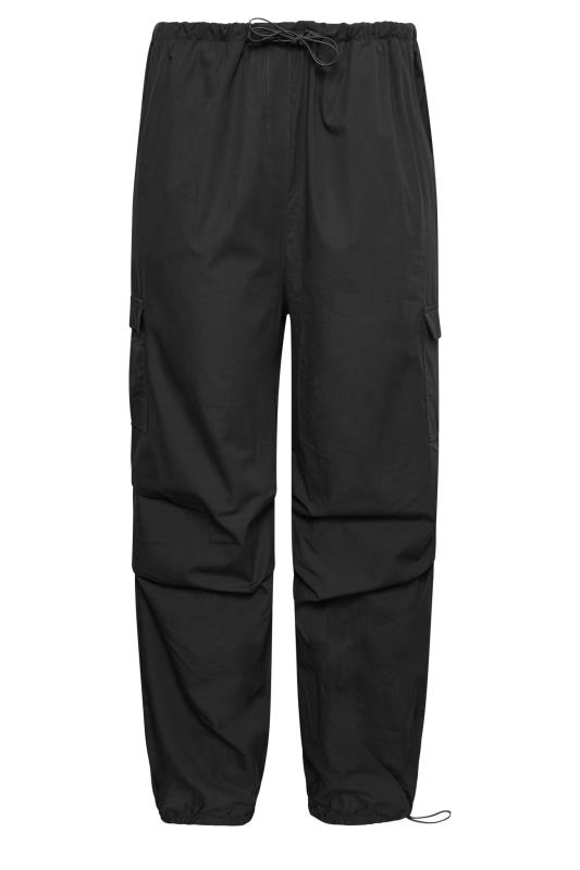 YOURS Curve Plus Size Black Cuffed Cargo Parachute Trousers | Yours Clothing  6