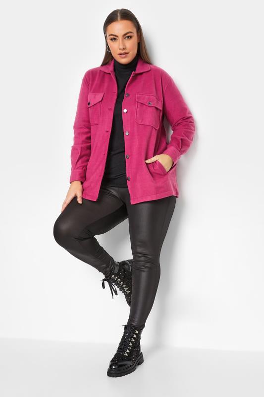 Curve Plus Size Hot Pink Midi Shacket | Yours Clothing  3