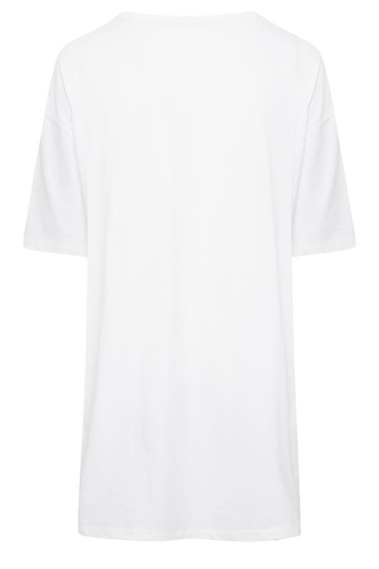 YOURS Curve Plus Size White 'Palm Springs' Slogan Oversized Tunic T-Shirt | Yours Clothing  8