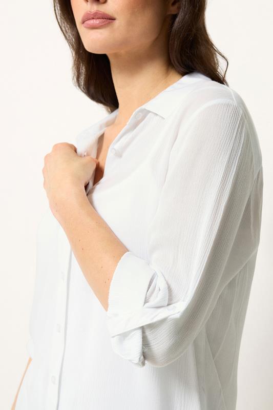 M&Co White Crinkle Tab Sleeve Shirt | M&Co 4