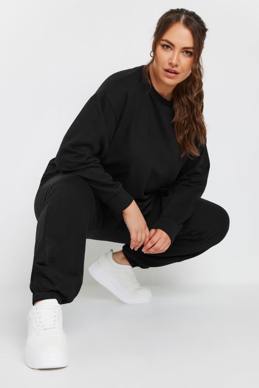  Grande Taille YOURS Curve Black Long Sleeve Crew Neck Sweatshirt