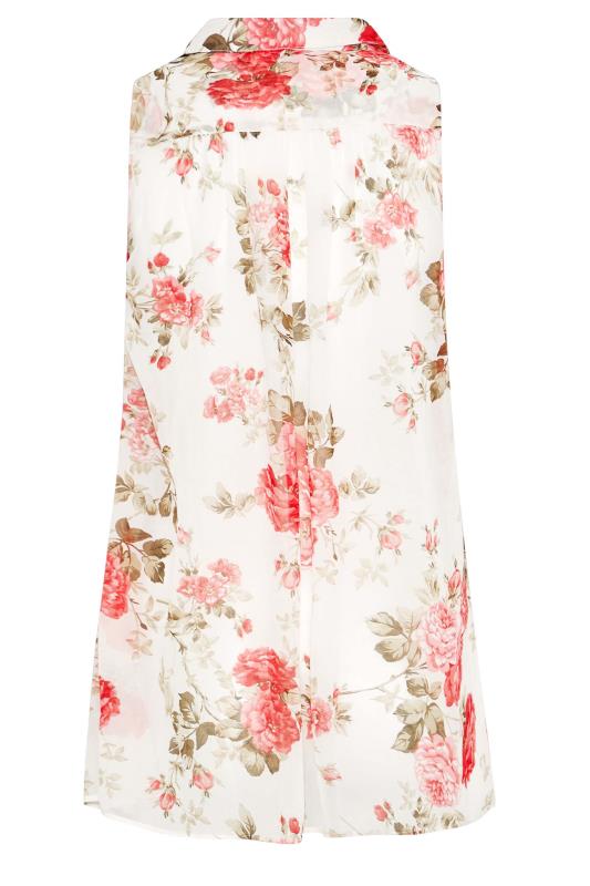 Curve White Floral Sleeveless Swing Blouse 7