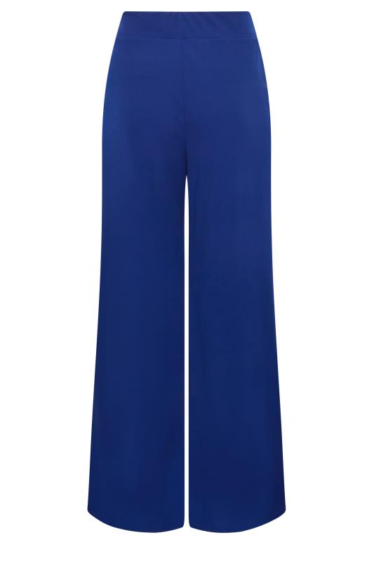 YOURS LONDON Plus Size Cobalt Blue Button Stretch Scuba Crepe Wide Leg Trousers | Yours Clothing 6