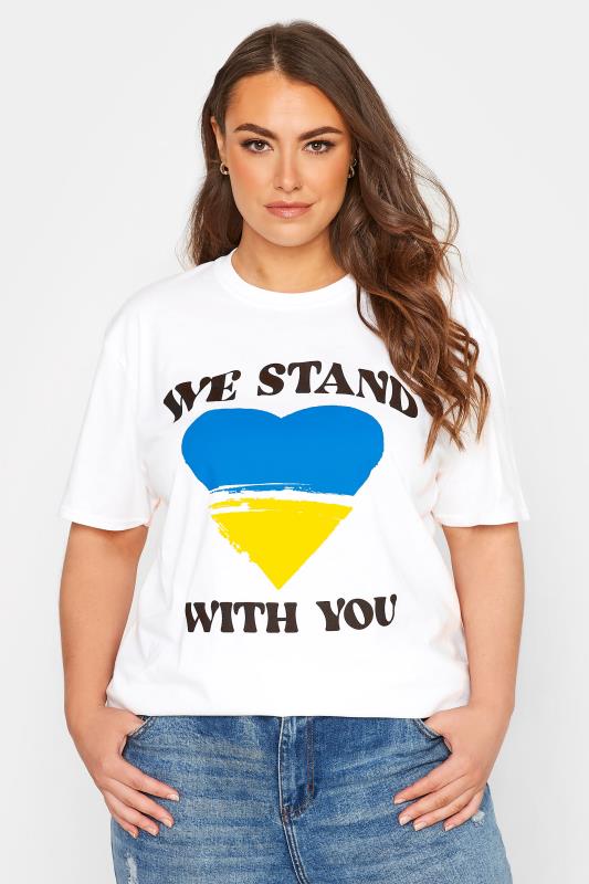 Großen Größen  Ukraine Crisis 100% Donation 'We Stand With You' T-Shirt