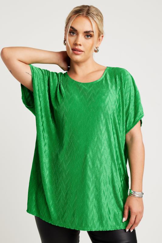 Plus Size  LIMITED COLLECTION Curve Green Zig Zag Plisse Top