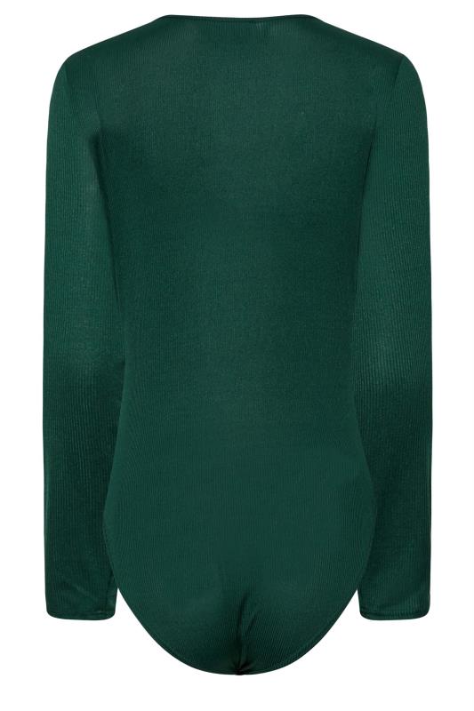LTS Tall Women's Forest Green Ribbed Long Sleeve Bodysuit | Long Tall Sally 7
